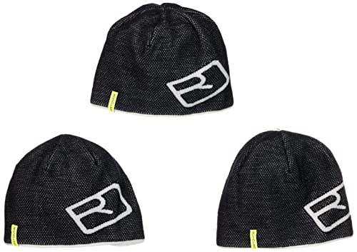 Ortovox Unisex Merino Logo Knit Beanie, Schwarz (Black Raven), Einheitsgröße