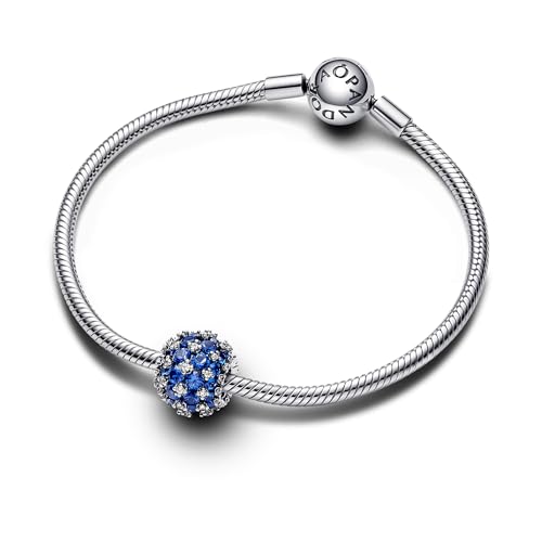 PANDORA Moments Funkelndes Rundes Pavé-Charm Blau aus Sterling Silber mit künstlichen Kristallen, Kompatibel Moments Armbändern, 792630C02 im Sale