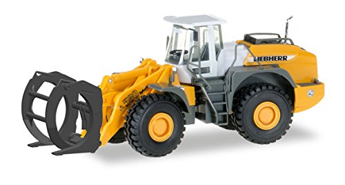 herpa Other License 306843 – Radlader L580, Loghandler mit Greifer, Liebherr Baustellen Fahrzeug, Modell Bagger, Truck, Miniaturmodelle, Sammlerstück, Kunststoff-Maßstab 1:87