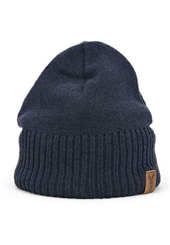 Elkline Strickmütze mit Fleece Beanie unifarben, Farbe:dunkelblau im Sale