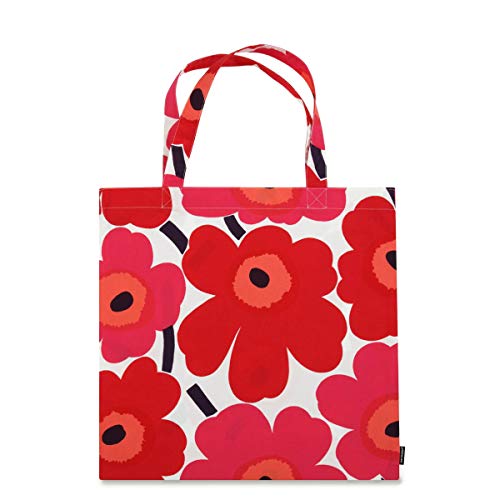 Marimekko Pieni Unikko Baumwolltasche, weiß/rot