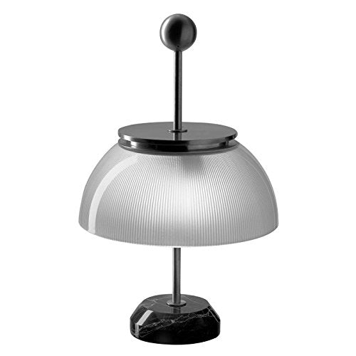 Artemide Alfa Tischleuchte aus Stahl/Marmor/Glas in der Farbe Nickel-Schwarz E14 2X 6W, Maße: 30cm x 30cm x 48cm, 0026010A im Sale