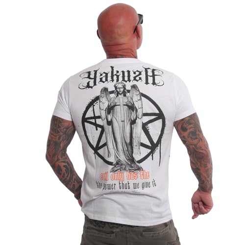 Yakuza Herren Evil Only T-Shirt, Weiß, 3 im Sale