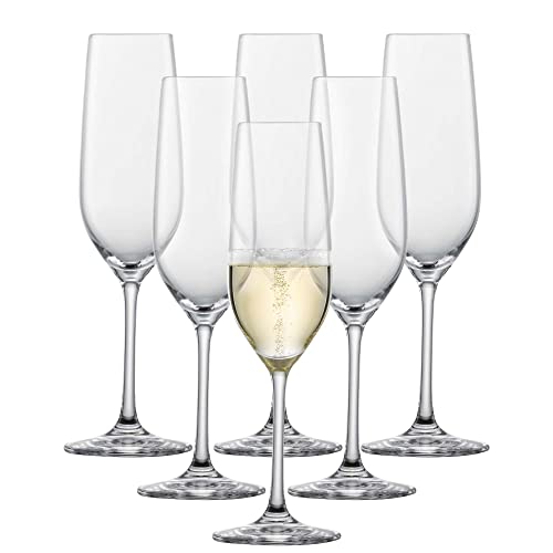 SCHOTT ZWIESEL Sektglas Viña (6er-Set), zeitlose Proseccogläser mit Moussierpunkt, spülmaschinenfeste Tritan-Kristallgläser, Made in Germany (Art.-Nr. 110488) im Sale