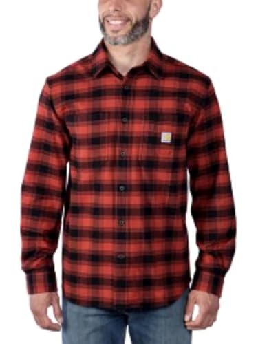 Carhartt Herren Plaid Flannel Relaxed Fit Shirt, Farbe:rot, Größe:l, Roter Ocker, L EU im Sale