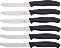 Thumbnail for Victorinox Swiss Classic Tomatenmesser, Brotzeitmesser, 6-teilig, Scharfe Klinge, Wellenschliff, 11 cm, Rostfreier Stahl, schwarz im Sale