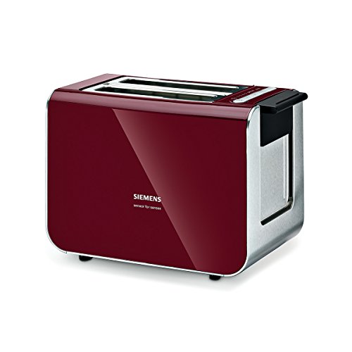 Siemens Kompakt Toaster sensor for senses TT86104, integrierter Edelstahl-Brötchenaufsatz, Auftaufunktion und Aufwärmfunktion, perfekt für 2 Scheiben Toast, Liftfunktion, Brotzentrierung, 860 W, rot, 17 x 31.3 x 18.4 im Sale