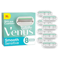 Thumbnail for Gillette Venus Deluxe Smooth Sensitive Rasierklingen Damen, 8 Ersatzklingen für Damenrasierer mit 5-fach Klinge, Weiß