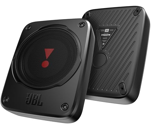 JBL BassPro Lite - Ultrakompakter 7 Aktiv Untersitz Subwoofer für Auto mit integriertem Verstärker für tiefen Bass - 200W - Pairing möglich, Schwarz im Sale