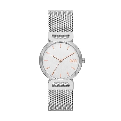 DKNY Downtown D Damenuhr, Dreizeiger Uhrwerk, 34mm Silbernes Edelstahlgehäuse mit Edelstahlarmband, NY6623 im Sale