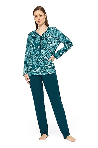 Rösch Pyjama mit Blumenmuster Petrol 100% Baumwolle 1233560 46 Petrol Graphic im Sale