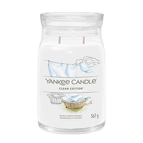 Yankee Candle Signature Duftkerze ; große Kerze mit langer Brenndauer „Clean Cotton“ ; Soja-Wachs-Mix im Sale