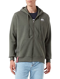 Thumbnail for Alpha Industries Herren Basic Zip SL Hoodie Kapuzenpullover, Dark Olive, im Sale