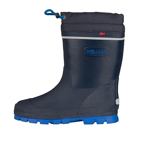 Trollkids wasserdichte Kinder Winter-Gummistiefel mit griffiger Sohle, regulierbarer Schaftabschluss und reflektierenden Details ISFJORD, Marine, im Sale