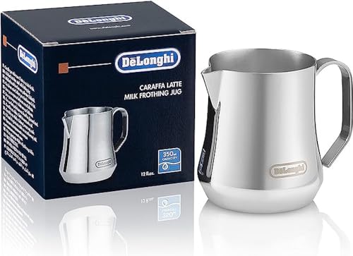 De'Longhi DLSC060 ECO 311.W/BK/R/B Milchkännchen für manuelles Aufschäumen, ergonomischer Griff, 18/8 Edelstahl, 350 milliliters im Sale