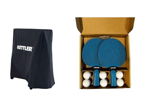 KETTLER Tischtennis Sparpaket Cover I Outdoor Tischtennisschläger Set & Abdeckhaube Schwarz I Komplettset für Tischtennisplatten I Wetterfeste Schutzhülle I Hochwertige Outdoor Schläger im Sale