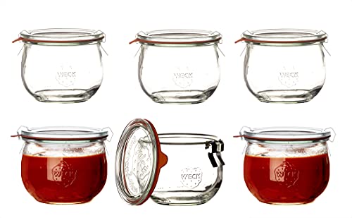 Weck luftdicht Clip-Close versiegelt Tulip 580 ml Tiegel mit Deckel 100 mm, 6 Stück, Glas, Durchsichtig, 6 x 580 ml, 6 im Sale