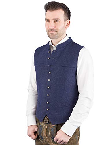 Hammerschmid Trachtenweste Max blau ohne Ärmel, klassische Lodenweste für Herren, elegantes Gilet für Männer 54 im Sale