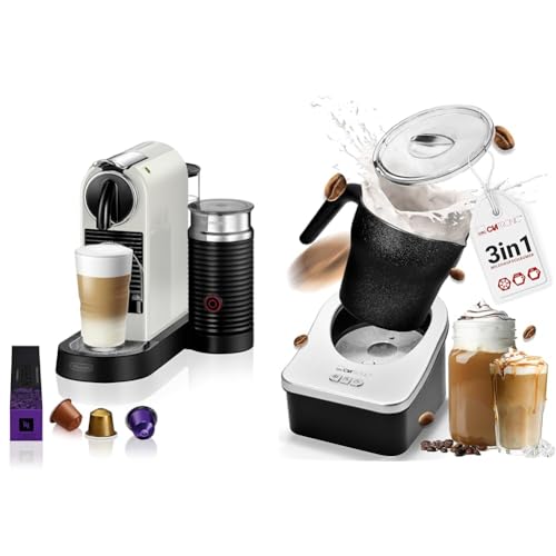 NESPRESSO De'Longhi Citiz EN267.WAE Kaffeekapselmaschine mit Milchaufschäumer & Clatronic® Milchaufschäumer für warme und kalte Milch