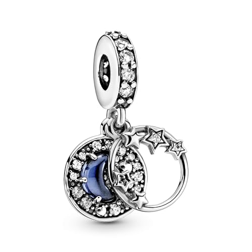 PANDORA Charm Anhänger Mond und Sterne silber/blau, Zirkonia 799216C01 im Sale