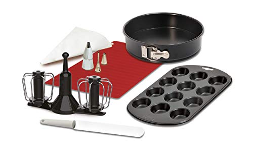 Krups XF5560 Prep&Cook Zubehör Set | für alle Prep&Cook Geräte | Rostfreier Spatel | Doppelt rotierender Schneebesen | schwarz/weiß/rot