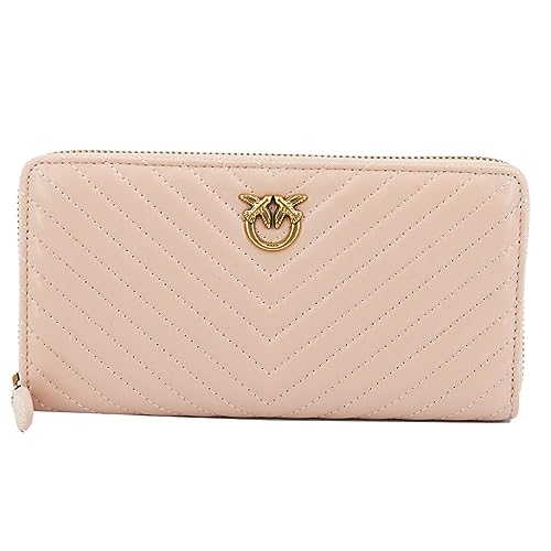 Pinko Damen Ryder Zip Around Sheep Nappa C Reisezubehör-Brieftasche, O81q_Antique Gold Puder im Sale