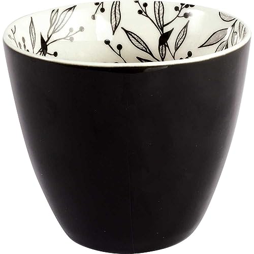 Greengate Latte Cup Schwarz Drew Blumen Muster Innenseite Kaffeebecher 300 ml