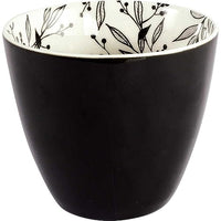 Thumbnail for Greengate Latte Cup Schwarz Drew Blumen Muster Innenseite Kaffeebecher 300 ml