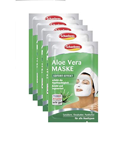 Schaebens Aloe Vera Maske - Sofortige Wirkung - mit Sanddorn, Sheabutter und Panthenol - für 20 Anwendungen (10 x 2 Einheiten) - für alle Hauttypen