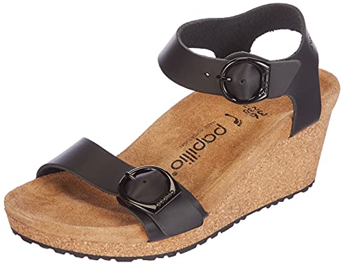 Papillio Damen Soley Ring-Buckle Sandale, Schwarz, 40 EU Schmal