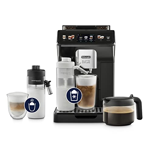 De'Longhi Eletta Explore Perfetto ECAM452.57.G Kaffeevollautomat mit LatteCrema Milchsystem, heiße und erfrischende Getränke auf Knopfdruck, 3,5 Zoll TFT Touchscreen Farbdisplay, Kaffeekanne inklusive im Sale