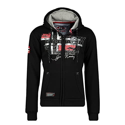 Geographical Norway Gutta Men - Kapuzen-Sweatshirt Und Känguru-Tasche Für Männer - Logo-Sweatshirts Für Männer - Langärmeliges Hoody-Sweatshirt (Schwarz S) im Sale