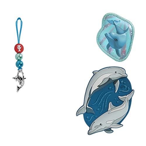 Step by Step Magic MAGS „Dolphin Pippa“, 3-teilig, 2 Magnet-Applikationen und 1 Anhänger, Ergänzung für Schulranzen oder Vorschulrucksack, blau-grau im Sale