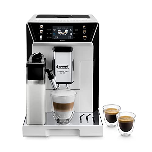 De'Longhi PrimaDonna Class ECAM 550.65.W Kaffeevollautomat mit LatteCrema Milchsystem, Cappuccino und Espresso auf Knopfdruck, 3,5 Zoll TFT Farbdisplay und App-Steuerung, weiß im Sale