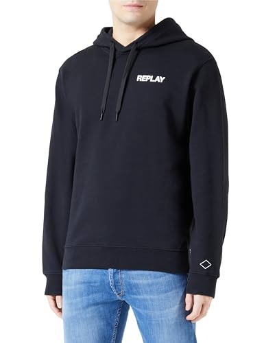 Replay Herren Hoodie mit Kapuze, Black 098 (Schwarz), im Sale