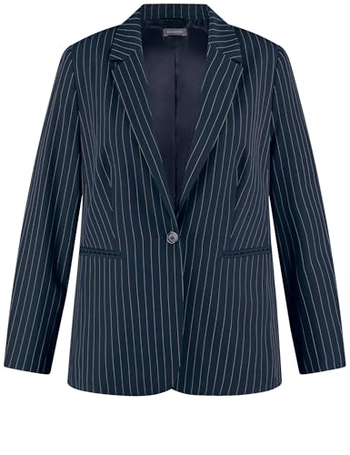 Samoon Damen Figurumspielender Blazer mit feinen Nadelstreifen Langarm gestreift Navy 52 im Sale