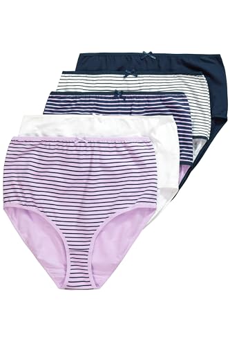 Ulla Popken Damen 5er, Maxi-Brief, Stripes Slip, Nachtblau, 54-56 im Sale