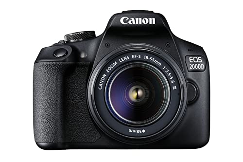 Canon EOS 2000D Spiegelreflexkamera - mit Objektiv EF-S 18-55 F3.5-5.6 III (24,1 MP, DIGIC 4+, 7,5 cm (3.0 Zoll) LCD, Display, Full-HD, WiFi, APS-C CMOS-Sensor), schwarz im Sale