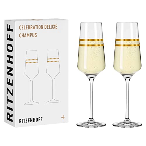 RITZENHOFF 6141004 Champagnerglas 200 ml - Serie Celebration Deluxe Set Nr. 4, 2 Stück mit Echt-Gold - Made in Germany im Sale