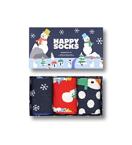 Happy Socks 3-Pack Snowman Weihnachtssocken für Damen und Herren, warme Wintersocken in einer Schneeman Geschenkbox im Sale