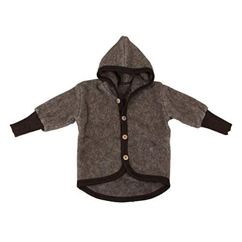 Cosilana Baby Woll-Fleece Jäckchen mit Kapuze kbT Wolle Bio Baumwolle (98-104, Braun-Melange) im Sale