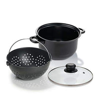 Thumbnail for Genius World´s Greatest Pot 3-teilig Kochtopf-Set mit Siebeinsatz 25 cm - Topf drehen, Flüssigkeit abgießen und Speisen bleiben im Sieb - Cooking Pot für Induktion Ceran Elektro A24655 Schwarz