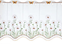 Thumbnail for Plauener Spitze bestickte Scheibengardine Blumen mit Schmetterling 35 cm hoch (35x80 cm)