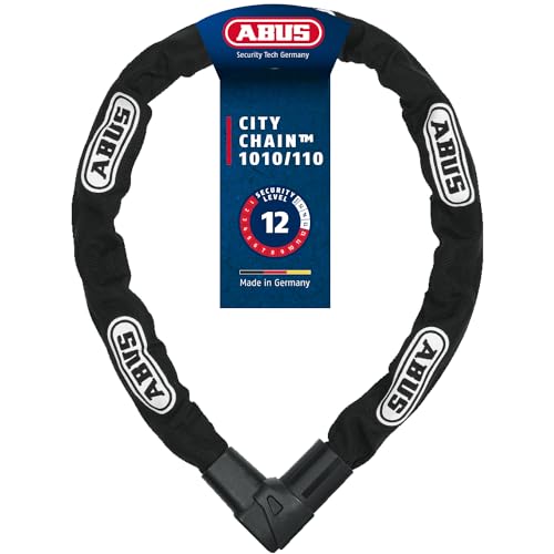 Abus Kettenschloss Citychain 1010/110 – Fahrradschloss aus gehärtetem Stahl – Sicherheitslevel 12 – 110 cm – 12042 – Schwarz, Schwarz (Black) im Sale