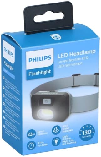 PHILIPS Stirnlampe LED - 130 - 3 Leuchtmodi - IPX4 - Inkl. 3x AAA-Batterie - Grau im Sale