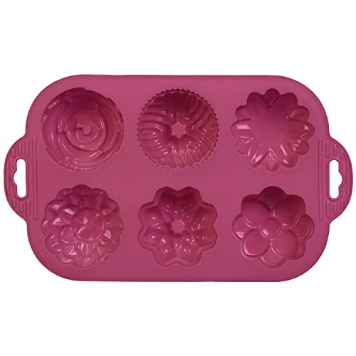 wenco premium 6-er Muffinform aus Silikon, Flexible Silikon-Backform für Cupcakes, Brownies, Spülmaschinengeeignet, Beere