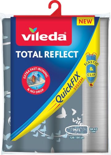 Vileda Total Reflect Plus Bügelbrettbezug für Dampfbügelstation, verkürzte Bügelzeit, für Bügelbretter von 120–130 x 38-45 cm, Farbe Grau im Sale