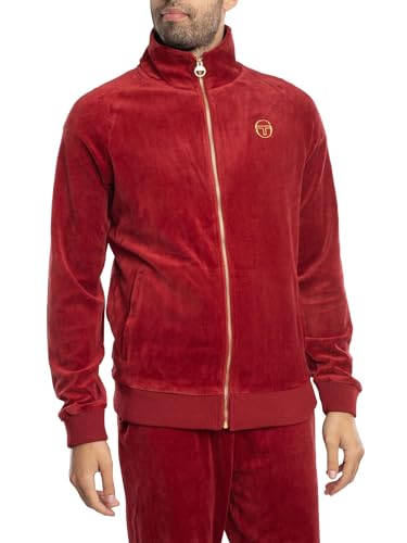 Sergio Tacchini Herren Court Trainingsjacke aus Velours, rot, im Sale