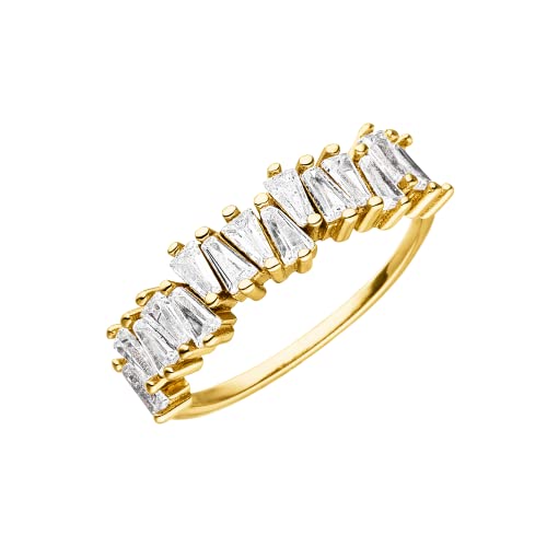 Purelei Powder Ring (Gold, Silber), Damen Ring aus 925 Sterling Silber 18K vergoldet, Wasserfester Ring mit asymmetrischen Schmucksteinen, Kommt in Schmuck Geschenk Box (54, Gold) im Sale