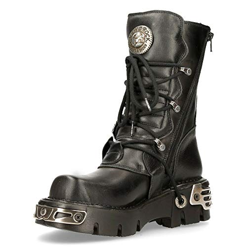 New Rock Unisex Metallic 391 Schwarz Reactor Schädel Teufel Gote Punk Leder Wadenstiefel 36 im Sale